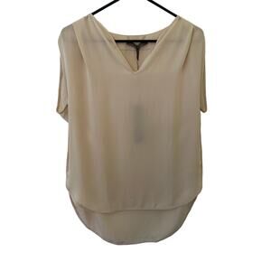 Halson Heritage Beige V-neck High-Low Top with Cap Sleeves, Size M